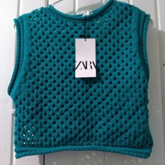 ZARA crocheted cropped vest tank top-medium new - Picture 2 of 7